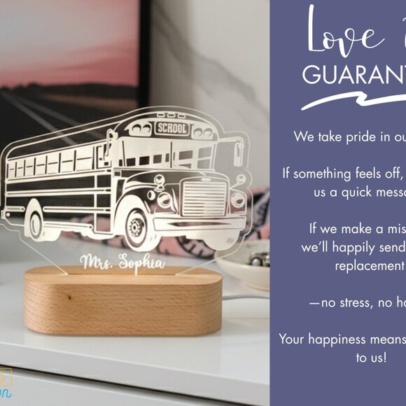 School Bus Night Light – Personalized LED Room Decor for Kids - Picture 6 of 8